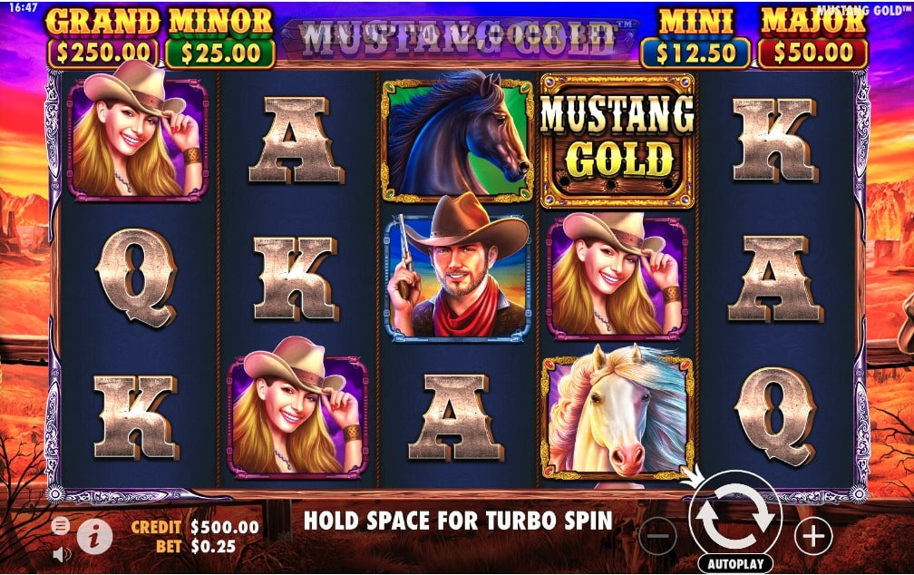 Mustang Gold Slot Game Main Screen